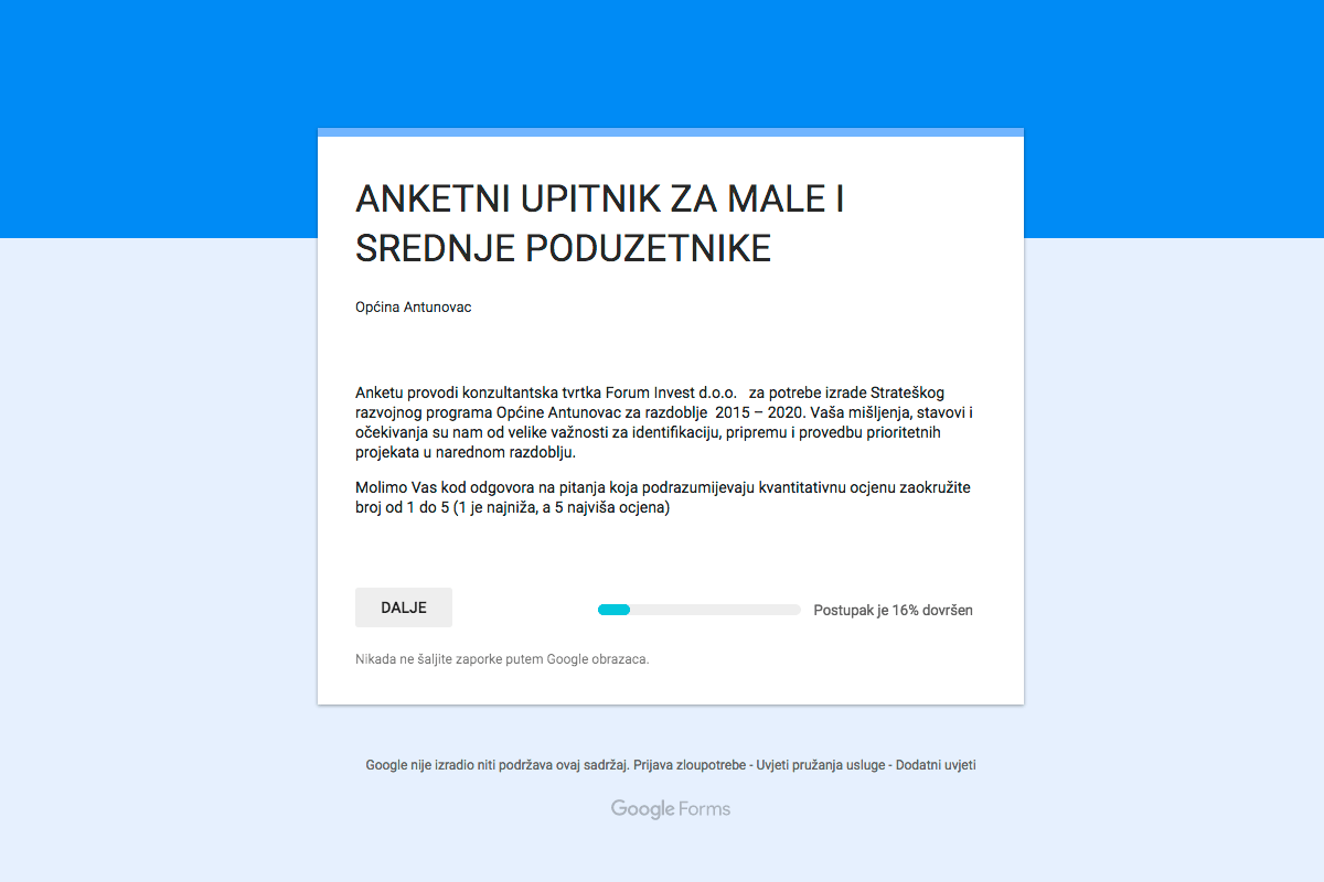 Anketni upitnik za male i srednje poduzetnike