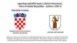 Izgradnja pješačke staze u Općini Antunovac, Ulica Hrvatske Republike – dužine 1.095 m